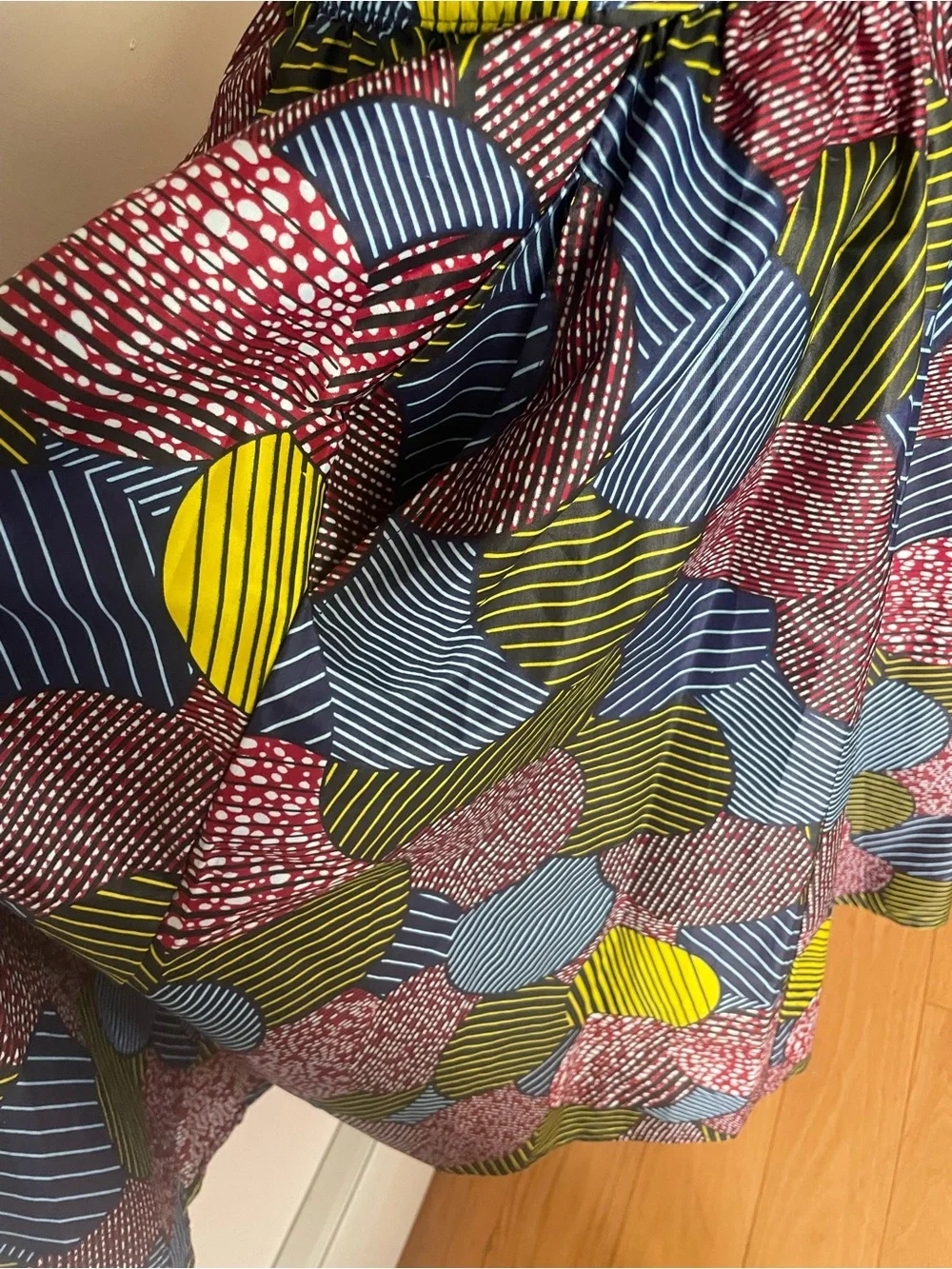 Printed Midi Skirt in Blue, Olive, Black & Red with matching scarf - Picture 6 of 8